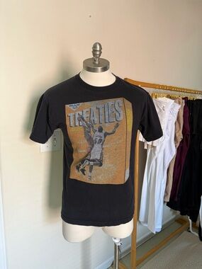 Black Short-Sleeve Graphic Tee with Basketball Front Print